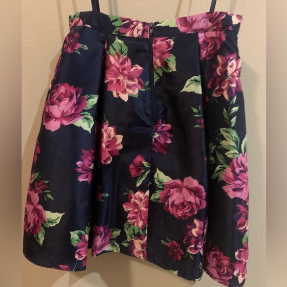 Size 1 Juniors Formal Two Piece Dress Navy Floral - Picture 6 of 8